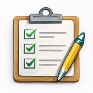 Clipboard with questions