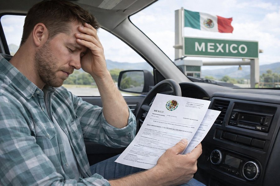 Man looking stressed at the Mexico border